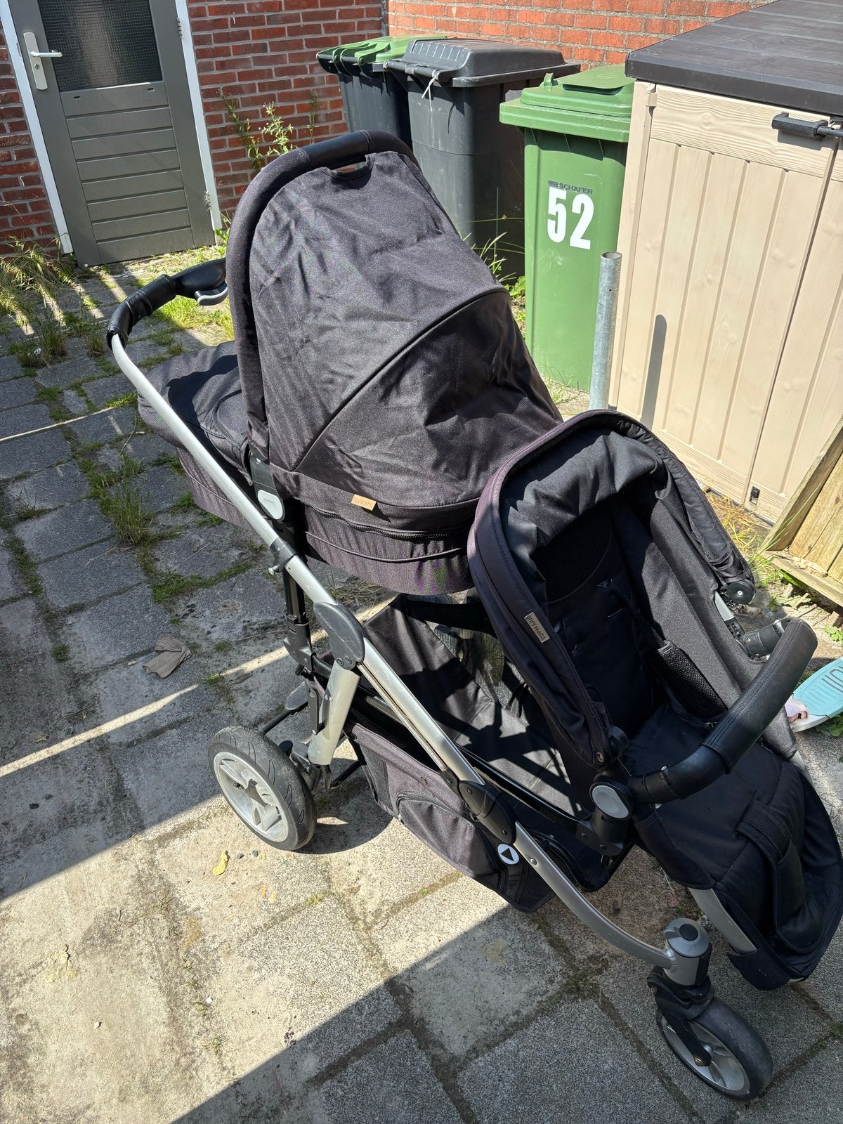 Topmark duo kinderwagen met extra voetenzakken, Gebruikt, Duowagen, Ophalen, Kinderwagen