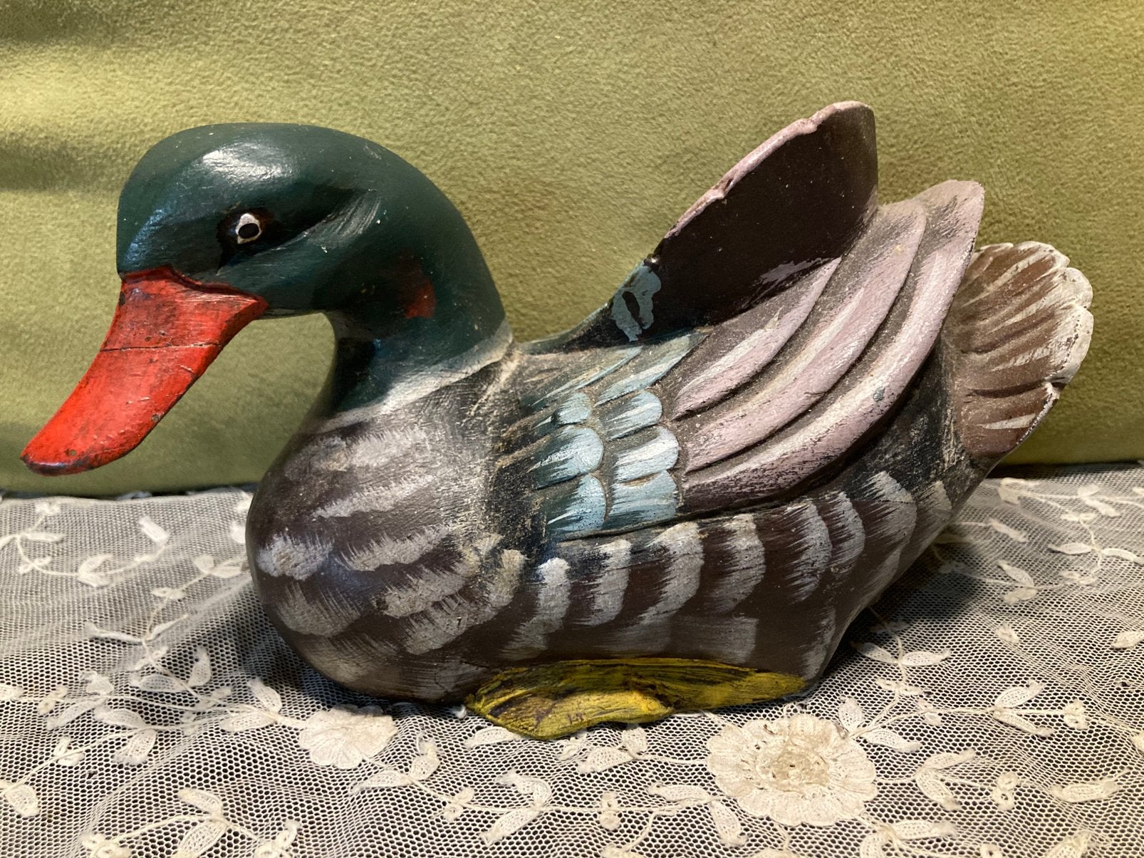 Decoratieve houten eend (071025s), Antiek en Kunst, Kunst | Beelden en Houtsnijwerken, Ophalen of Verzenden, Hout, Houtsnijwerk