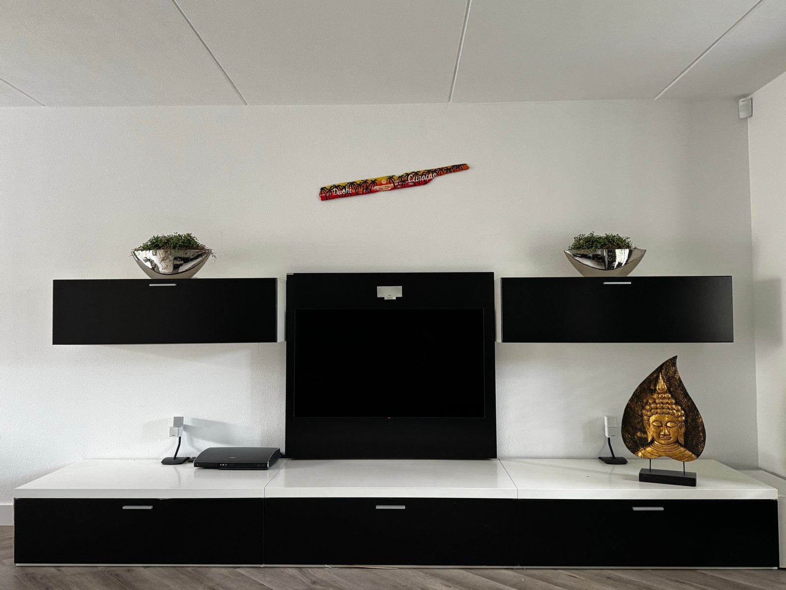 BHD Brinkmann TV- en wandmeubel - Zwart/Wit design, Ophalen, Gebruikt, Overige materialen, 100 tot 150 cm