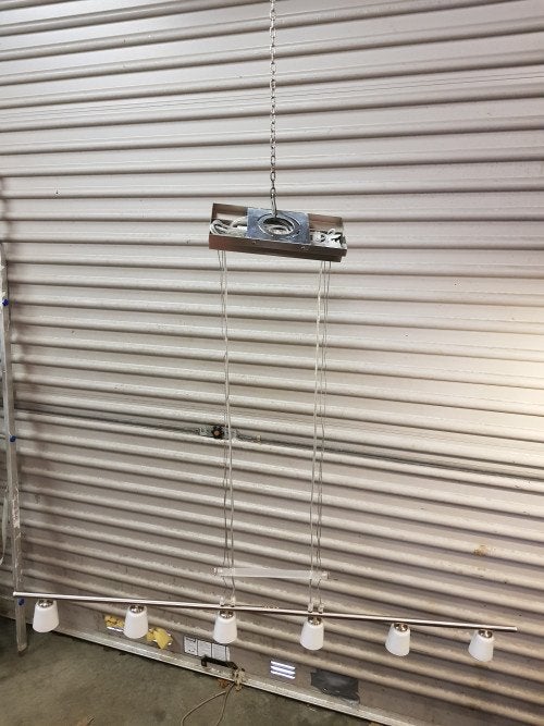 hanglamp/ spotjes rvs halogeen, Huis en Inrichting, Lampen | Hanglampen, Ophalen of Verzenden, 'T Olde Gre-j, Info@toldegrej.nl