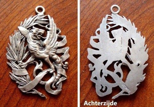 Zilveren medaille/hanger met draak, Gent, Verzenden, Zilver, Buitenland