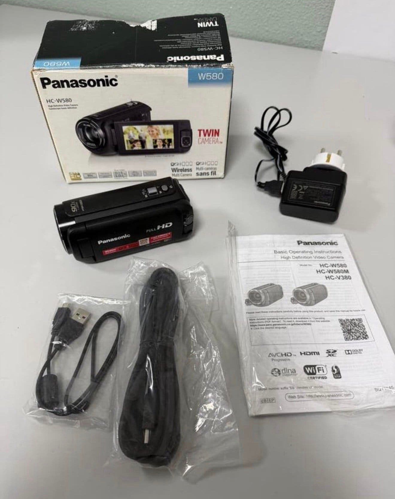 Panasonic HC-W580 Full HD twin Camcorder wifi hdmi 90x zoom, P, Ophalen of Verzenden, Zo goed als nieuw, Camera