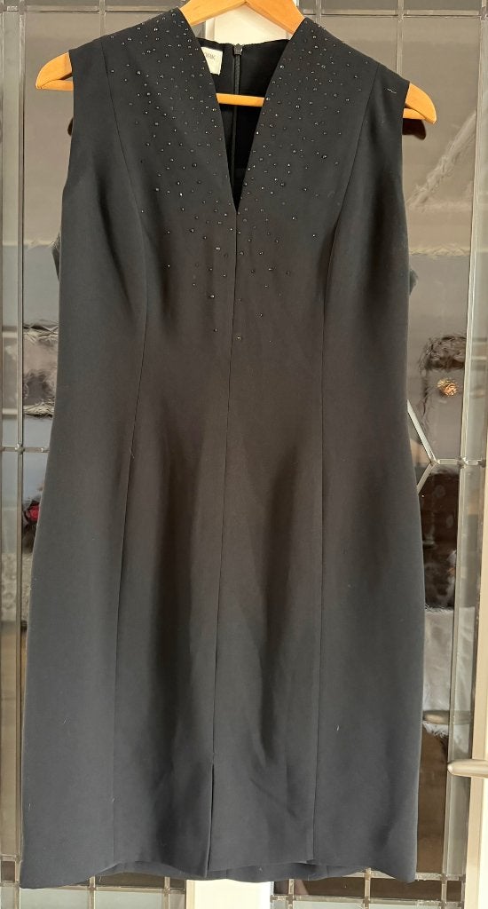 Dames Jones New York Vintage Jurk, Zwart, Maat 42/44 (L), Zo goed als nieuw, Onder de knie