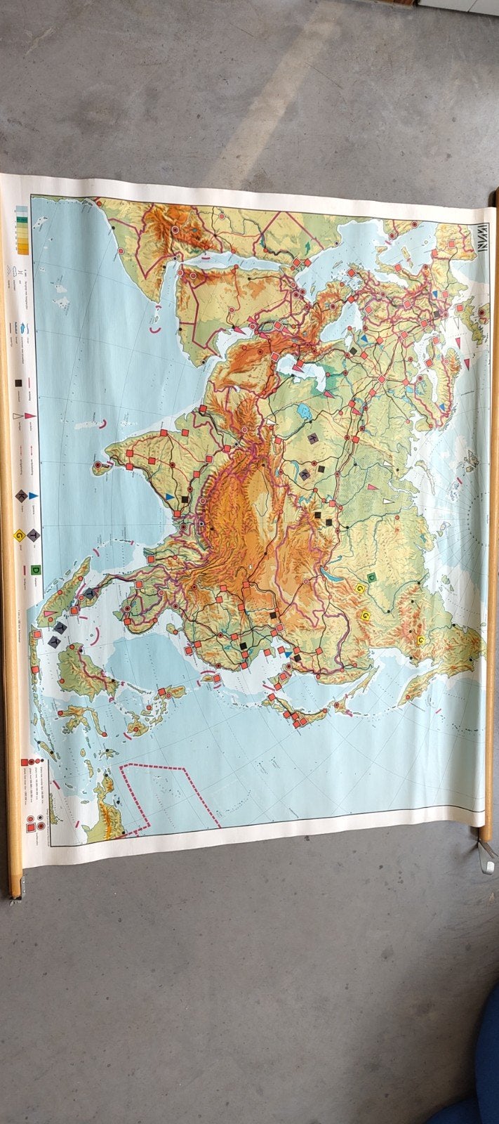 Vintage schoolkaarten: Nederland, Azië & Klasl, Ophalen, Aardrijkskunde