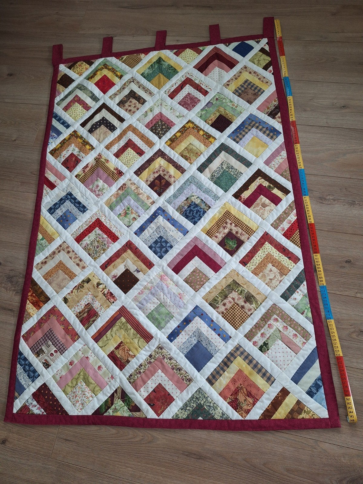 Handgemaakte Quilt Wandkleed - Patchwork Design, Ophalen of Verzenden, Zo goed als nieuw, Overige kleuren, Rechthoekig