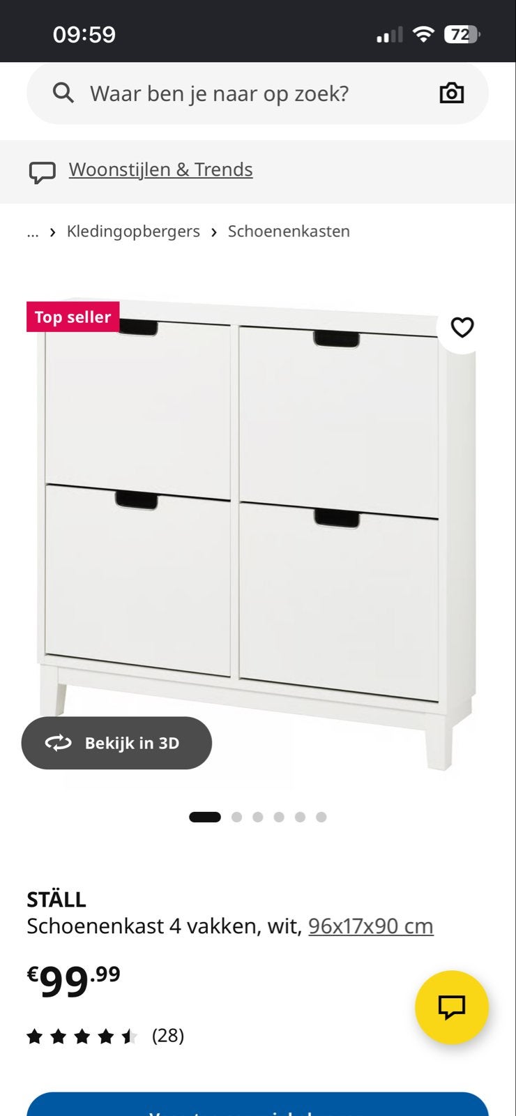 2 IKEA STÄLL schoenenkasten met 4 vakken, Ophalen, Gebruikt
