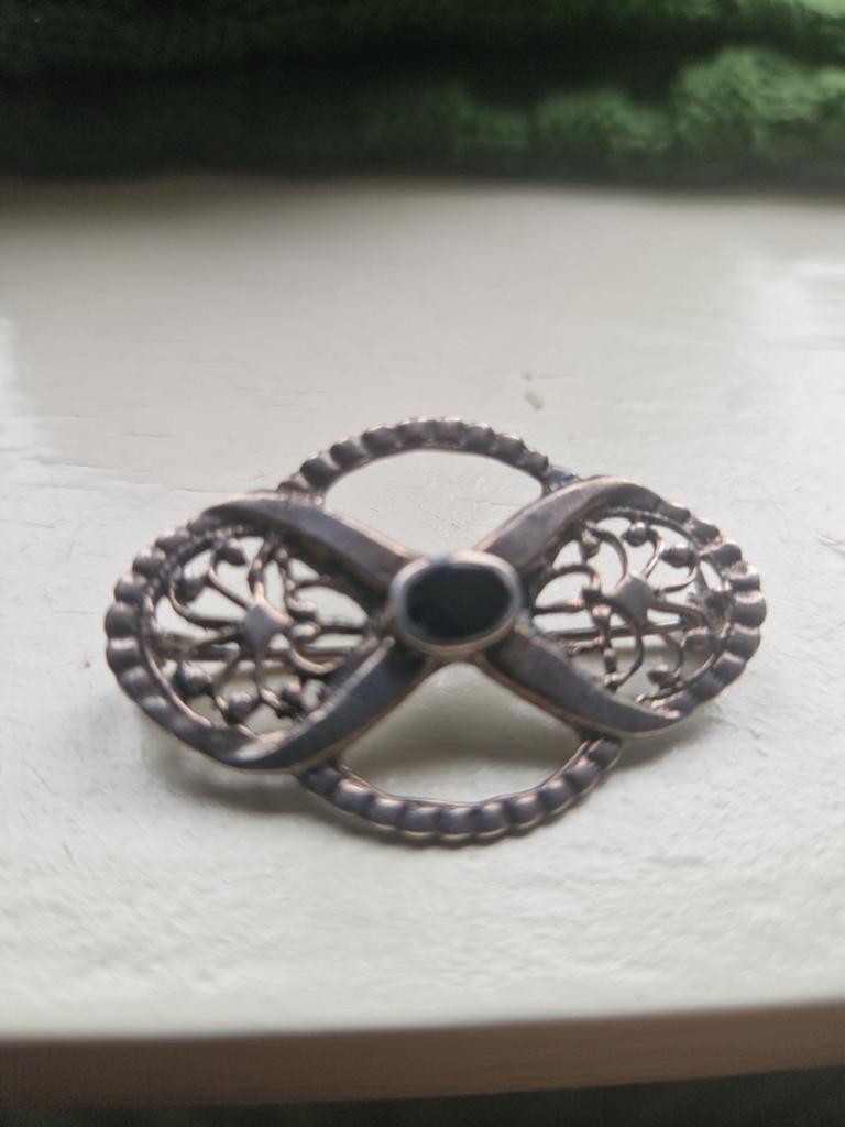 Vintage Sterling Zilveren Broche - Filigraan Design, Antiek en Kunst, Antiek | Goud en Zilver, Ophalen of Verzenden, Zilver