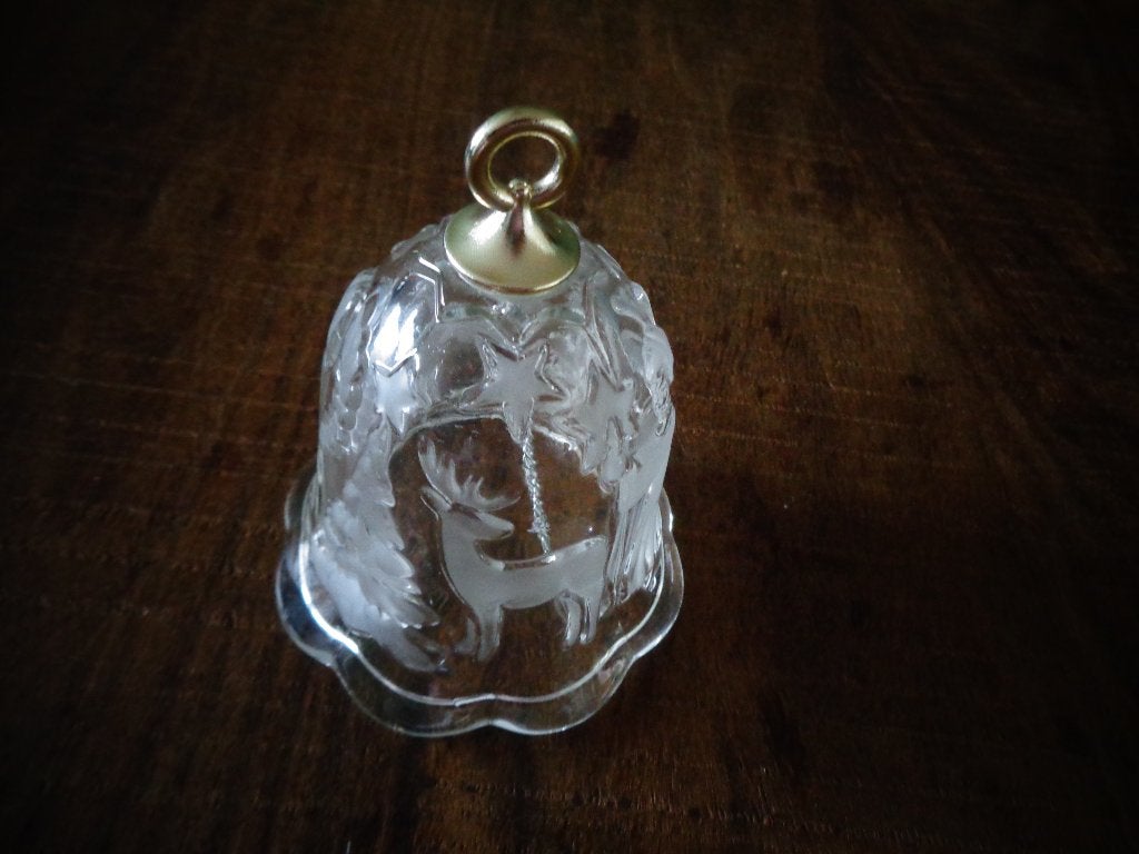 Walther Glas kerstklok met engel, hert en kerstboom, Diversen, Ophalen of Verzenden, Zo goed als nieuw