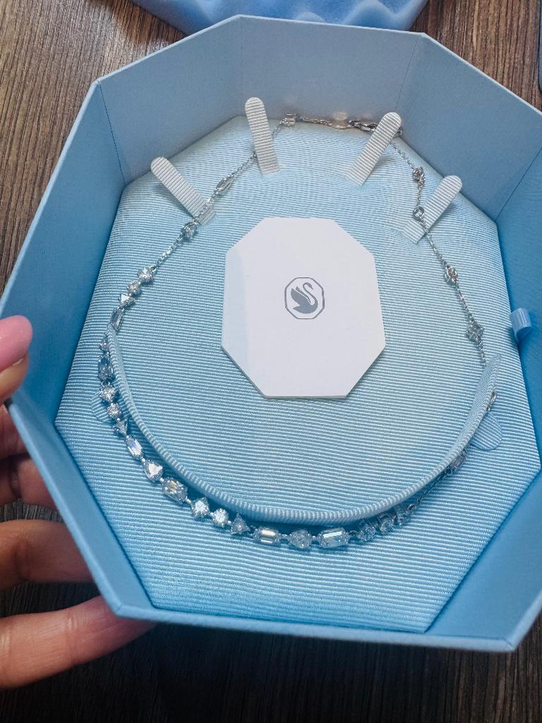 Nev Swarovski ketting, Ophalen of Verzenden, Nieuw, Zilver, Zilver