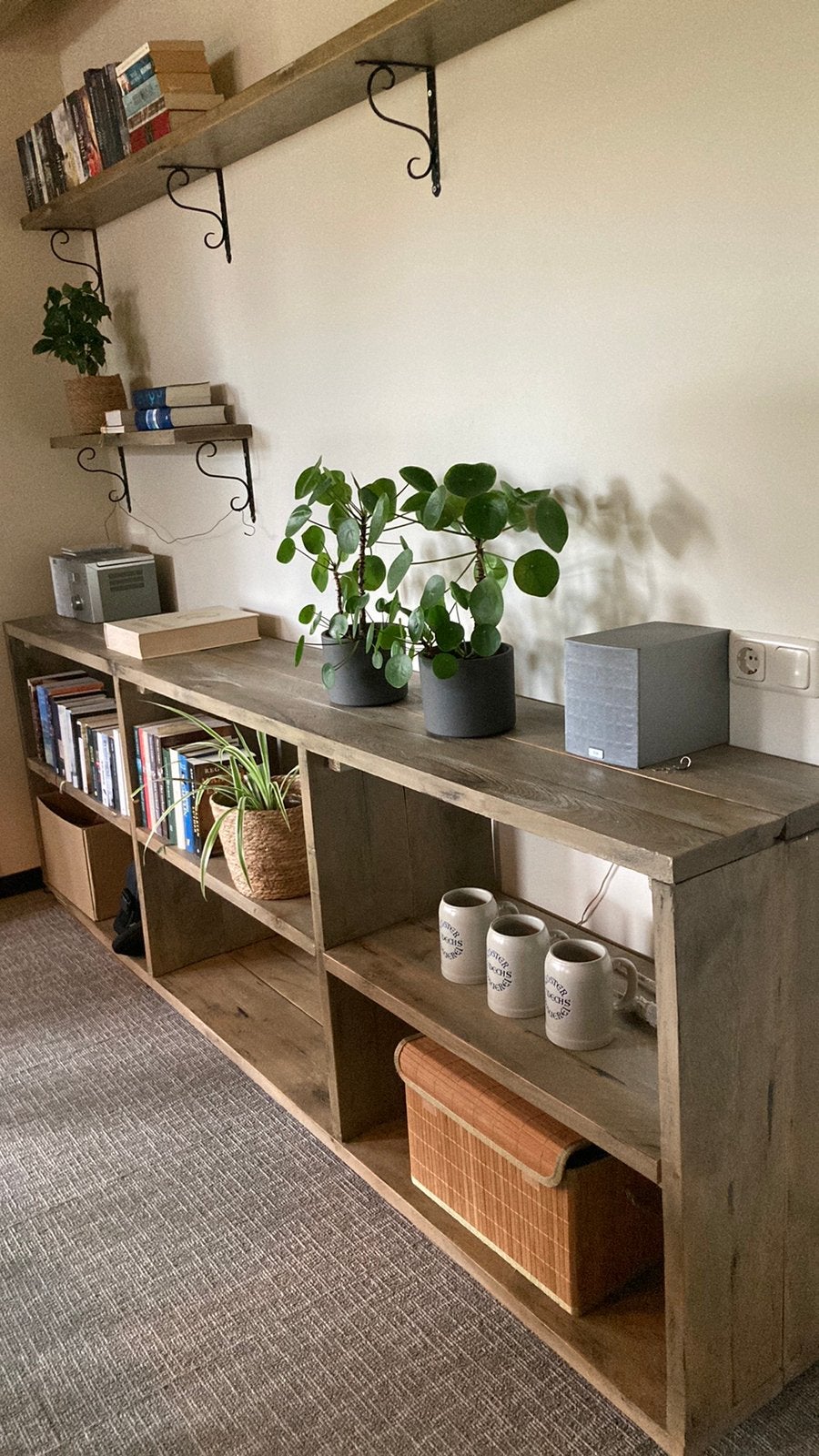 Steigerhout wandkast met vakken, Ophalen, Zo goed als nieuw, Minder dan 150 cm, Minder dan 100 cm