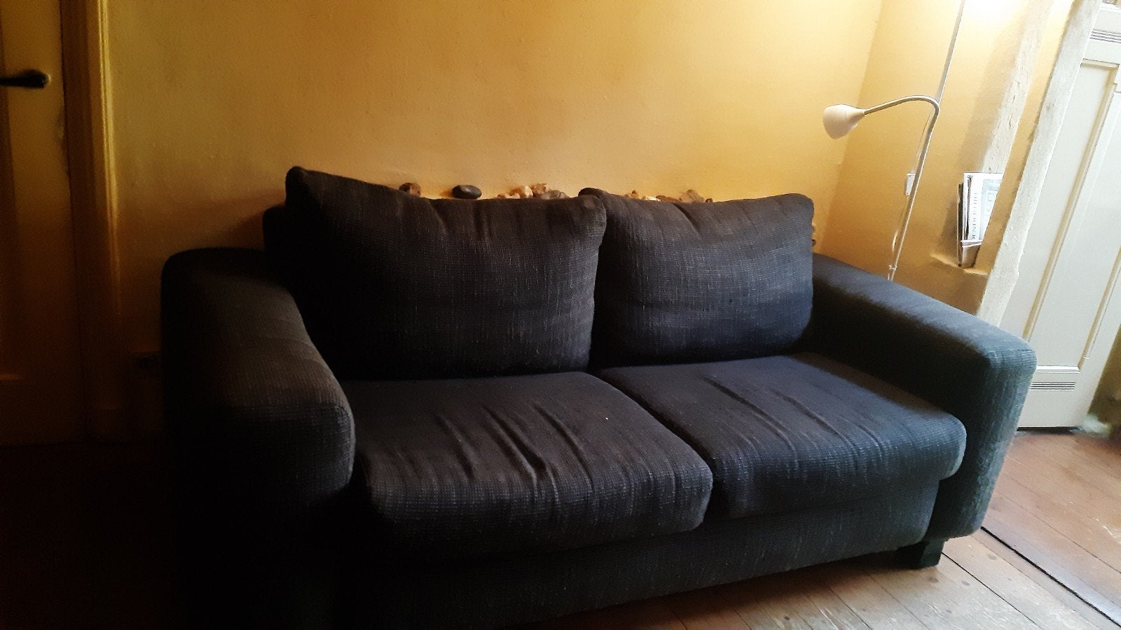 gratis zwarte 3 zitsbank, Gebruikt, Driepersoons, 75 tot 100 cm, Ophalen of Verzenden