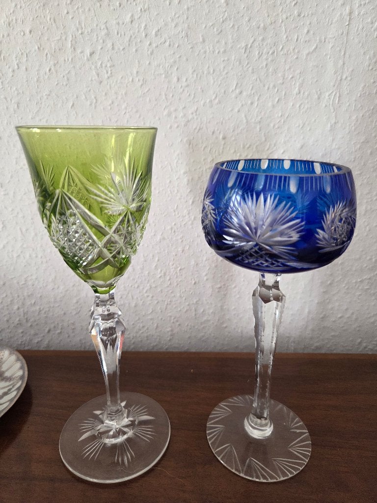Gekleurde kristallen glazen, Antiek en Kunst, Antiek | Glas en Kristal, Ophalen