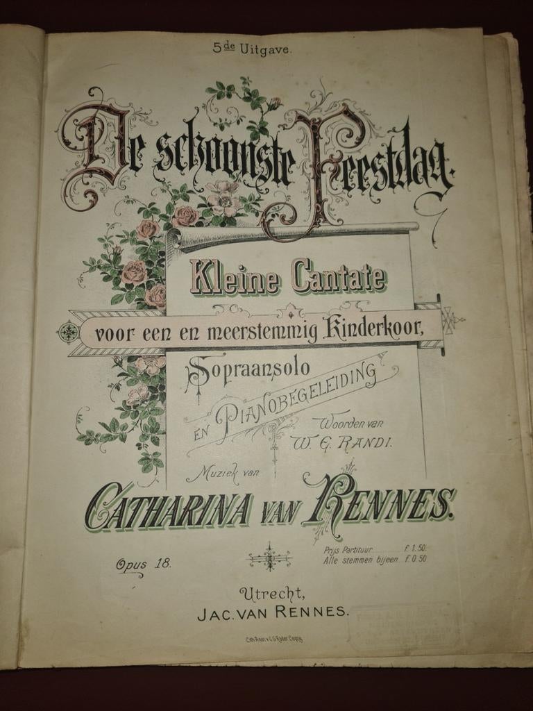 De Schoonste Feestdag - Kleine Cantate Catharina van Rennes, Muziek en Instrumenten, Bladmuziek, Klassiek, Ophalen of Verzenden