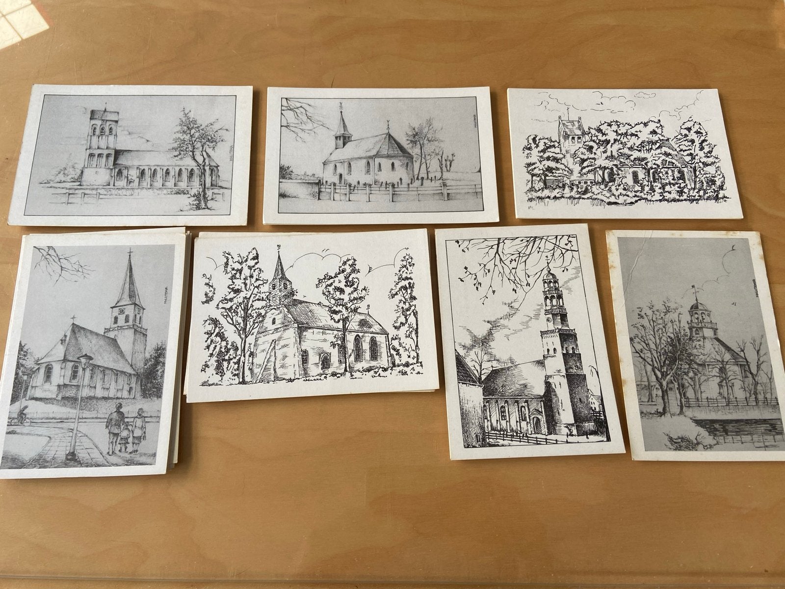 Set van 30 oude kaarten van kerken (7 soorten), Ophalen of Verzenden, Friesland