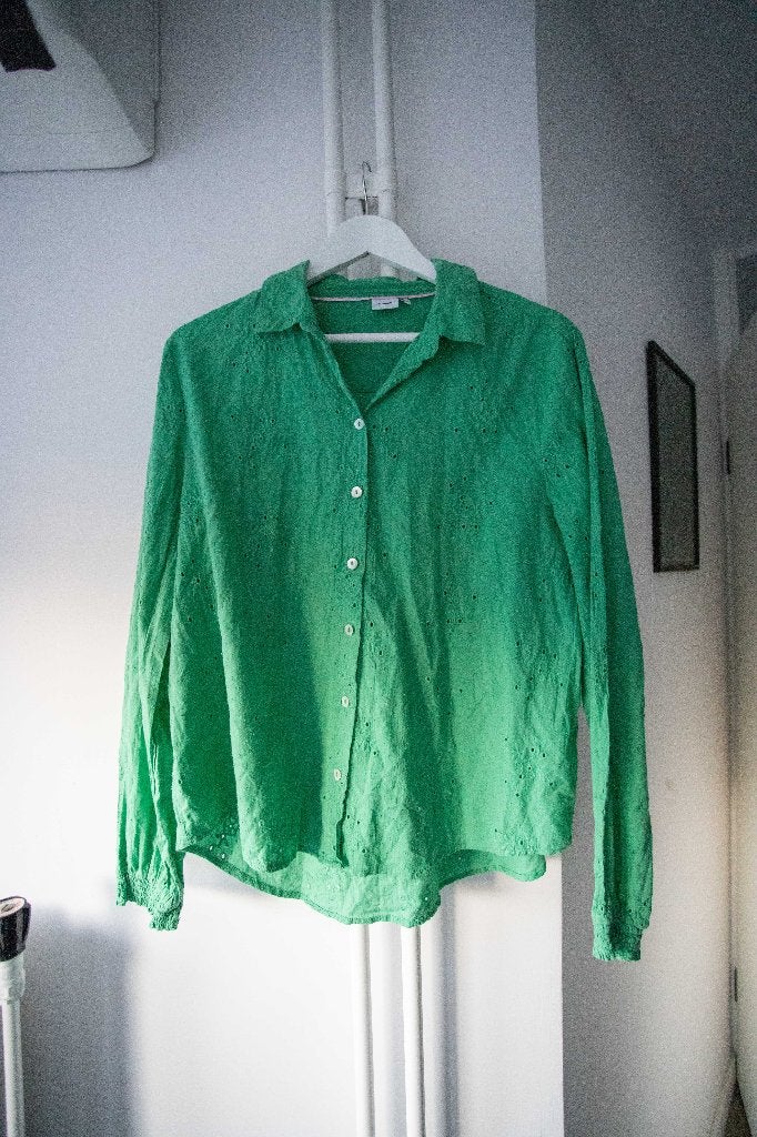 Groene blouse met opengewerkt patroon Nümph maat 40, Kleding | Dames, Maat 38/40 (M), Ophalen of Verzenden, Numph, Gedragen