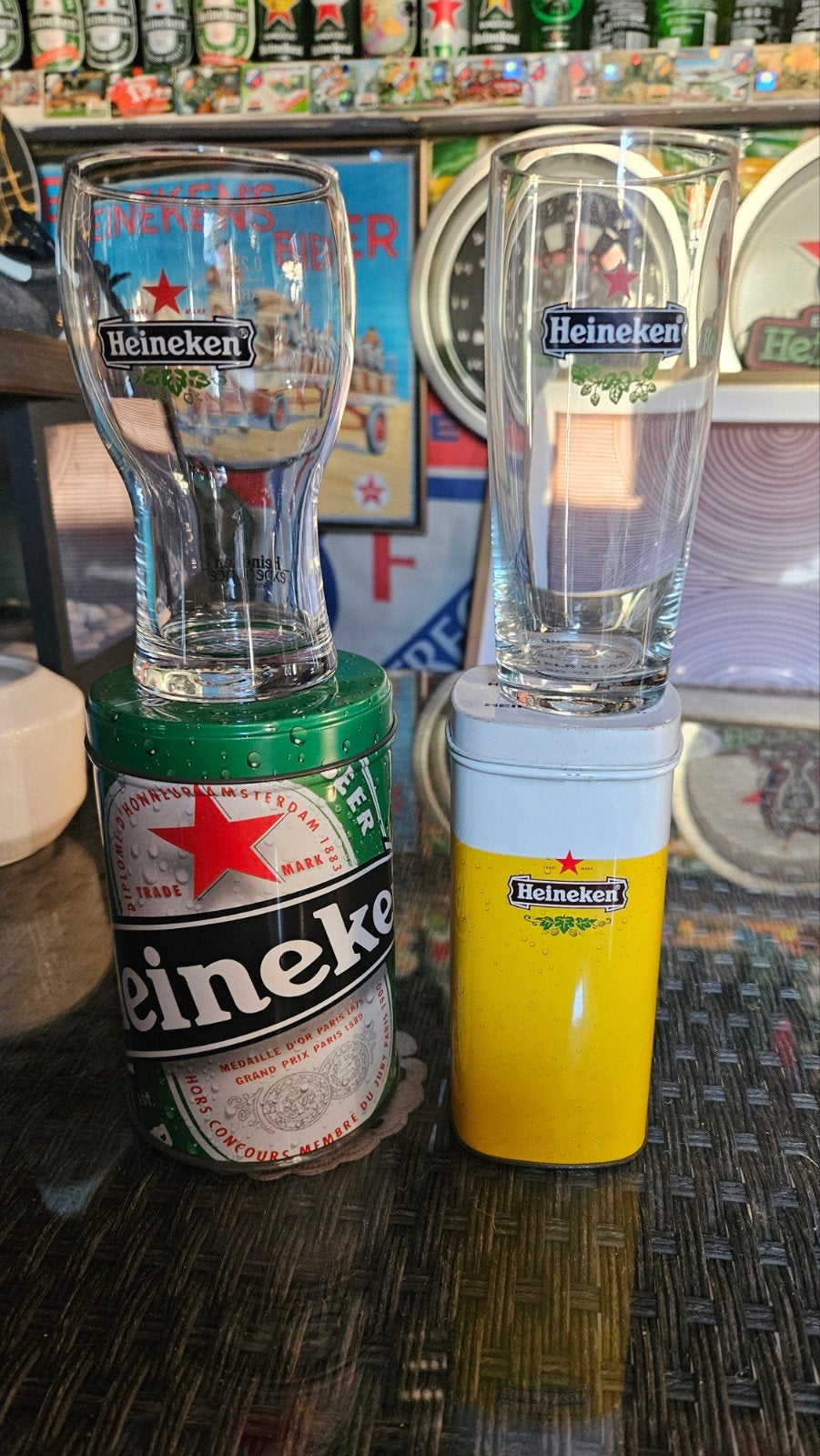 heineken blik met glas te koop, Ophalen of Verzenden
