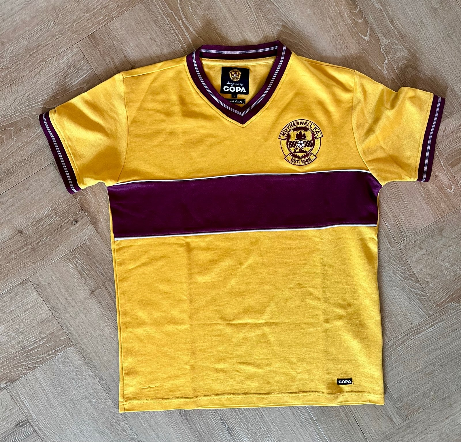 Motherwell FC Retro Shirt - Geel/Bordeaux, Maat M, Verzenden, Zo goed als nieuw, Shirt