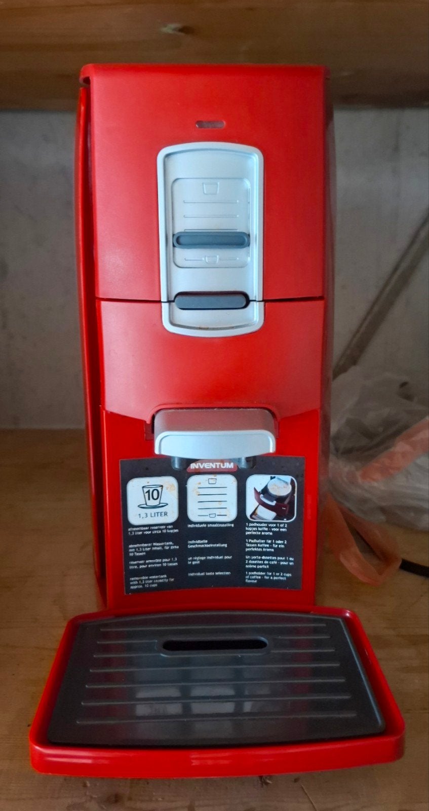 Inventum pad koffiezetapparaat rood, Ophalen, Gebruikt, 10 kopjes of meer, Koffiemachine