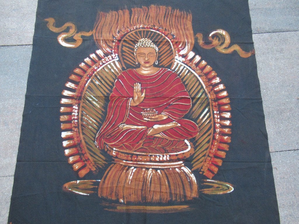 BOEDDHA BEELD Gautam Buddha in Lotushouding gebatikt India, Textiel, Nieuw, Ophalen of Verzenden, Overige kleuren