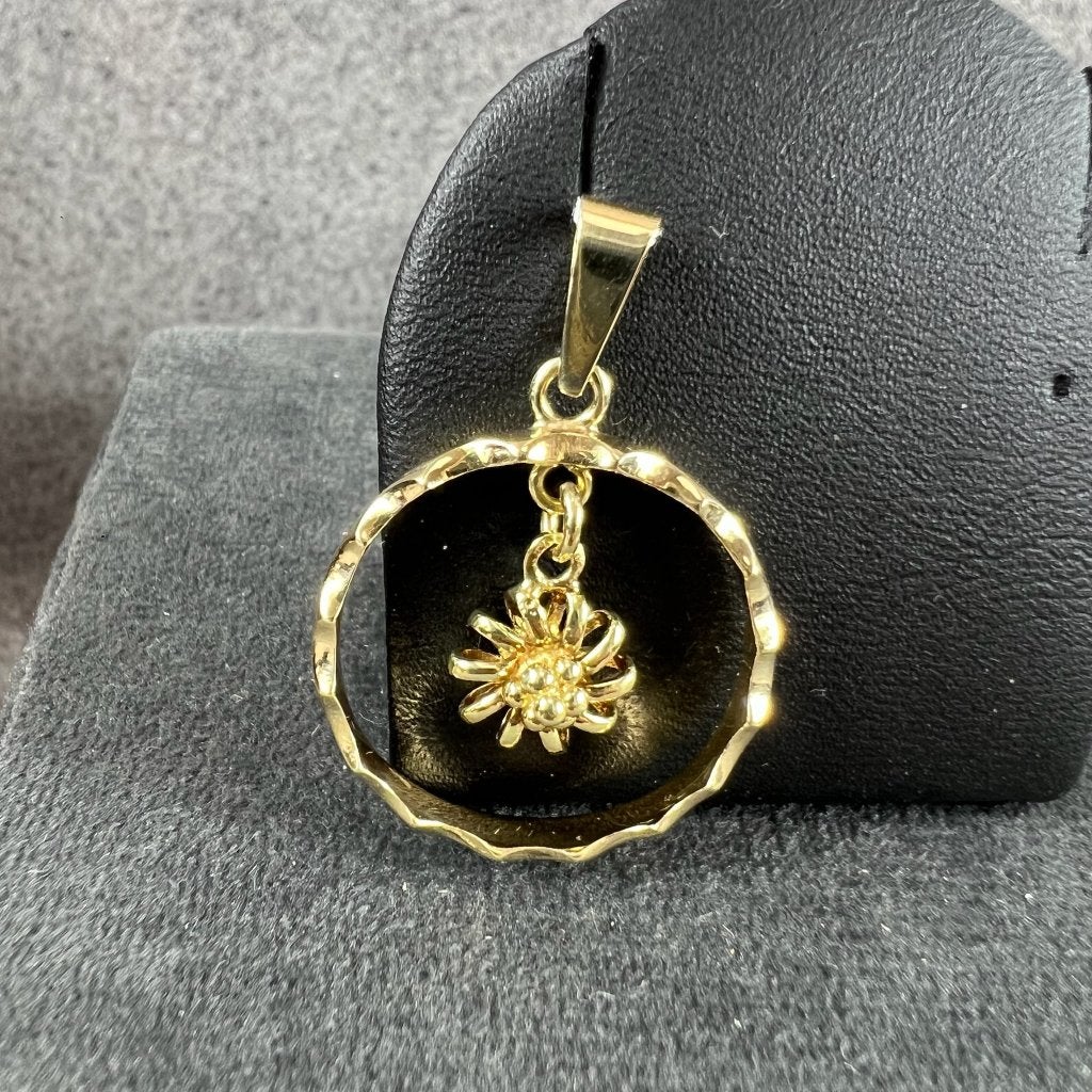 Gouden Hanger | 14k | 4,62g | ring met bedel zon | 411926, Sieraden, Tassen en Uiterlijk, Kettinghangers, Gebruikt, Overige voorstellingen