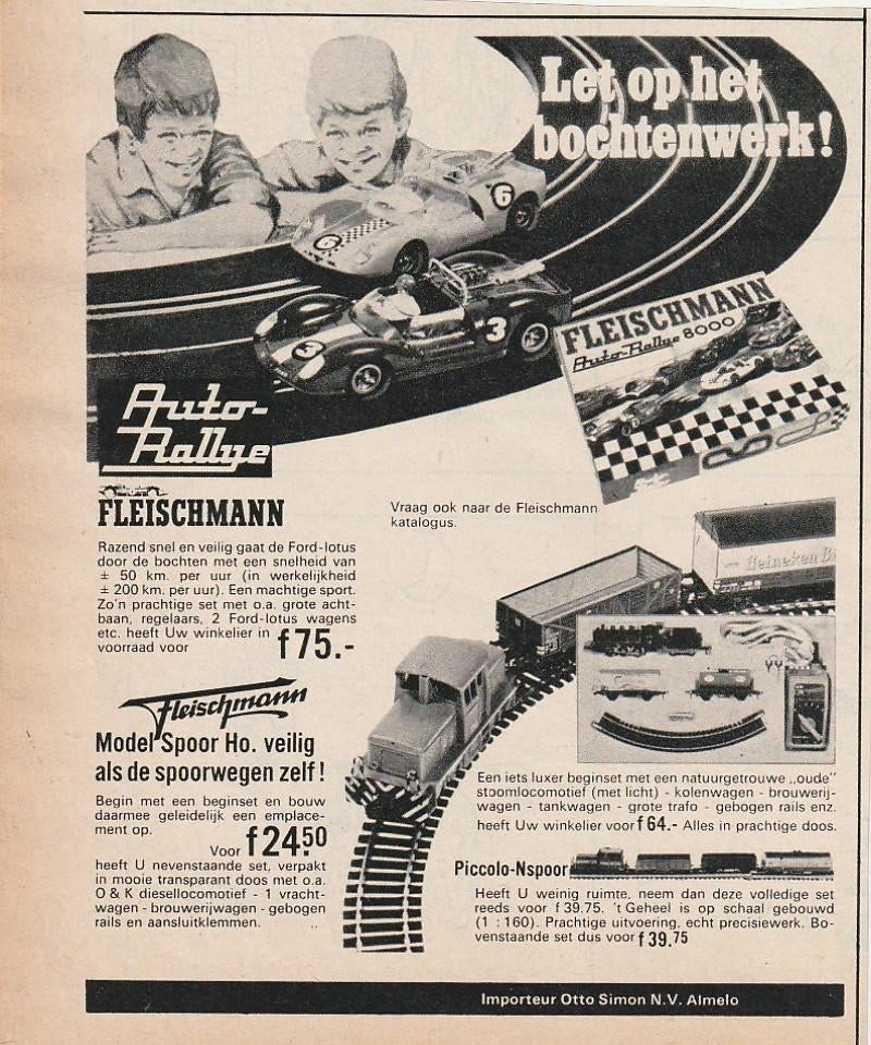 Retro reclame 1961 Fleischmann modelspoor HO & rallye baan, Verzamelen, Retro, Overige typen, Verzenden