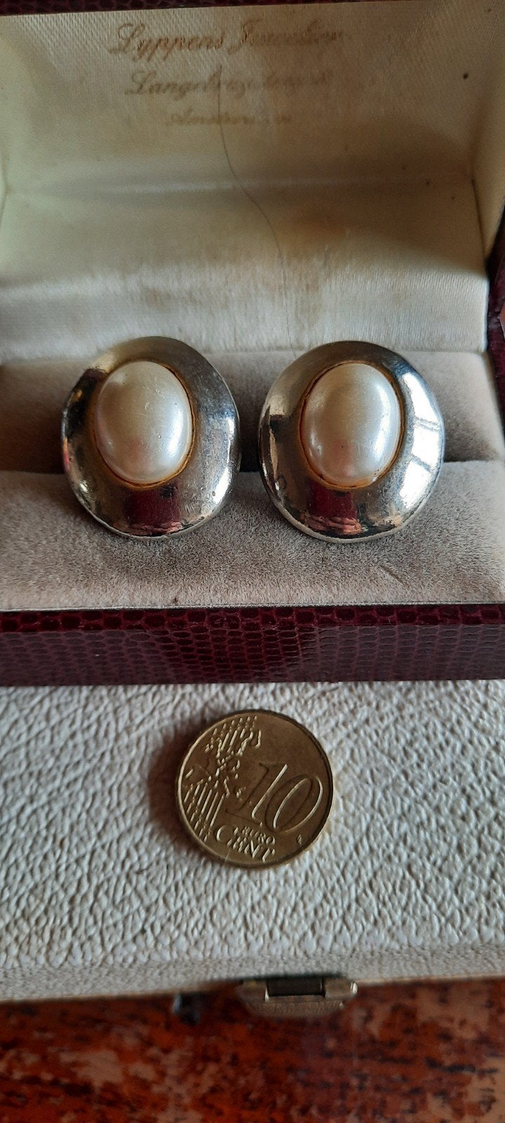 Vintage oorbellen met cabochon parel - klassieke elegantie, Ophalen of Verzenden, Gebruikt, Zilver, Overige materialen