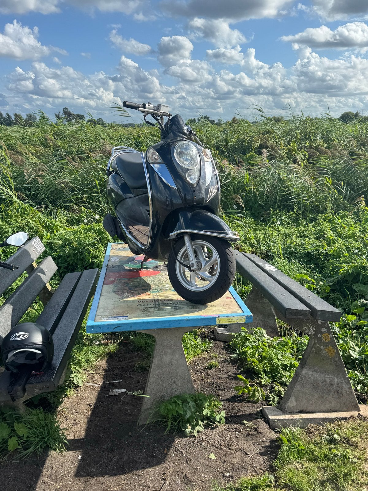 Sym Mio scooter op blauwe plaat met windscherm en spiegels, Ophalen of Verzenden, Gebruikt, Benzine, SYM