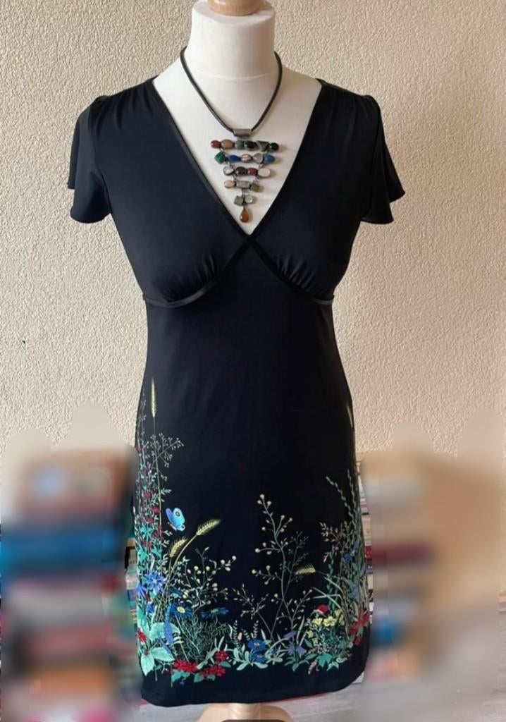 KING LOUIE travel jurkje met bloemen maat S, Zwart, Ophalen of Verzenden, Zo goed als nieuw, King Louie