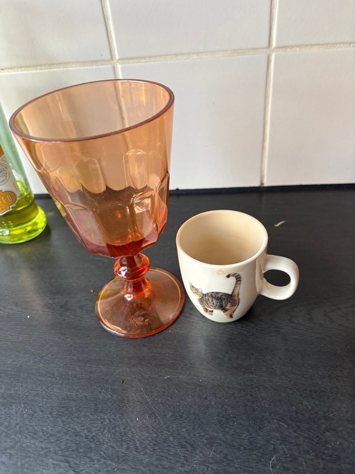 4x kunststof glas jamie oliver oranje, Huis en Inrichting, Glas of Glazen, Kunststof, Overige merken, Ophalen of Verzenden