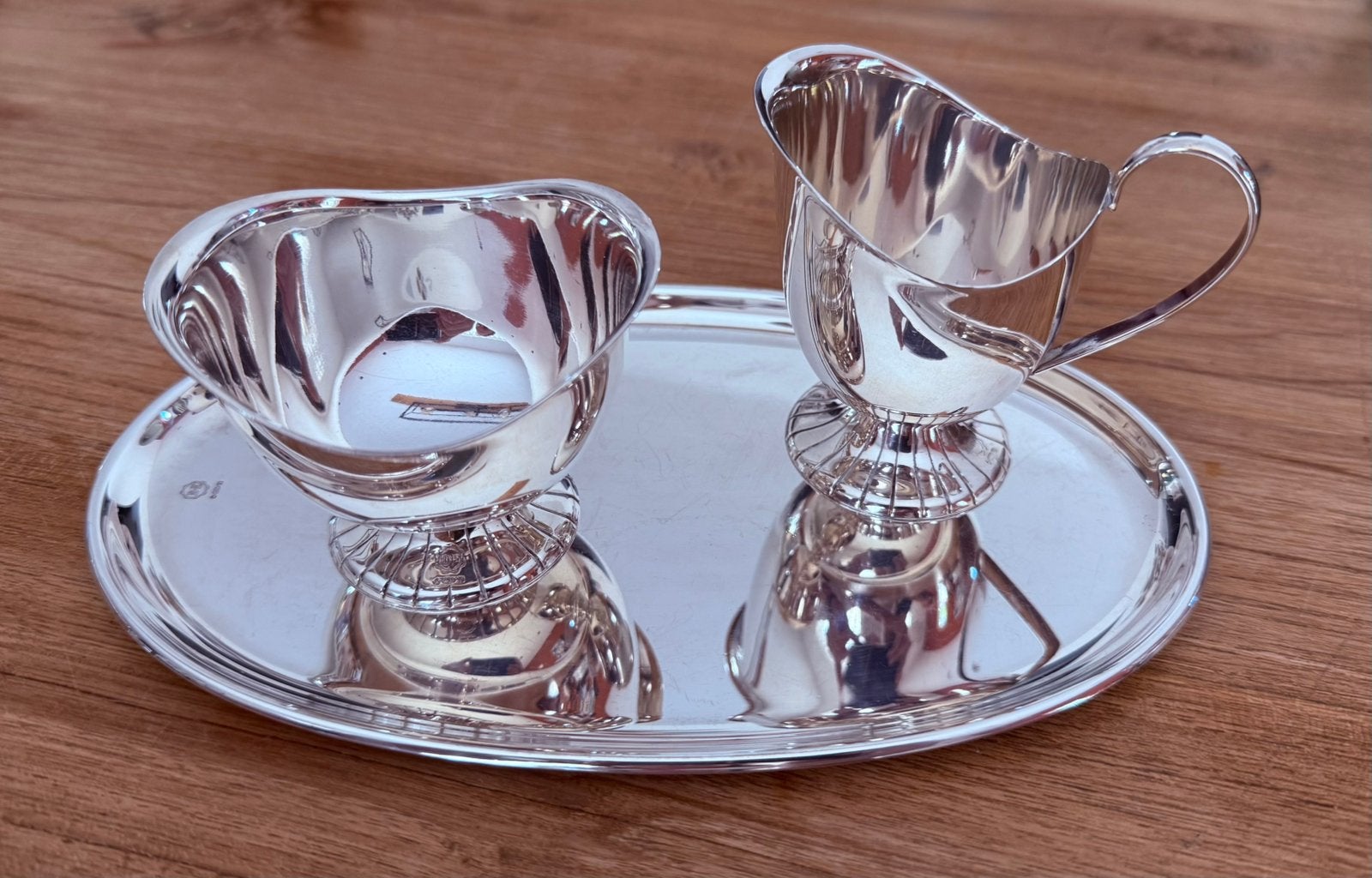 Verzilverd Douwe Egberts melk&suiker set, Ophalen of Verzenden
