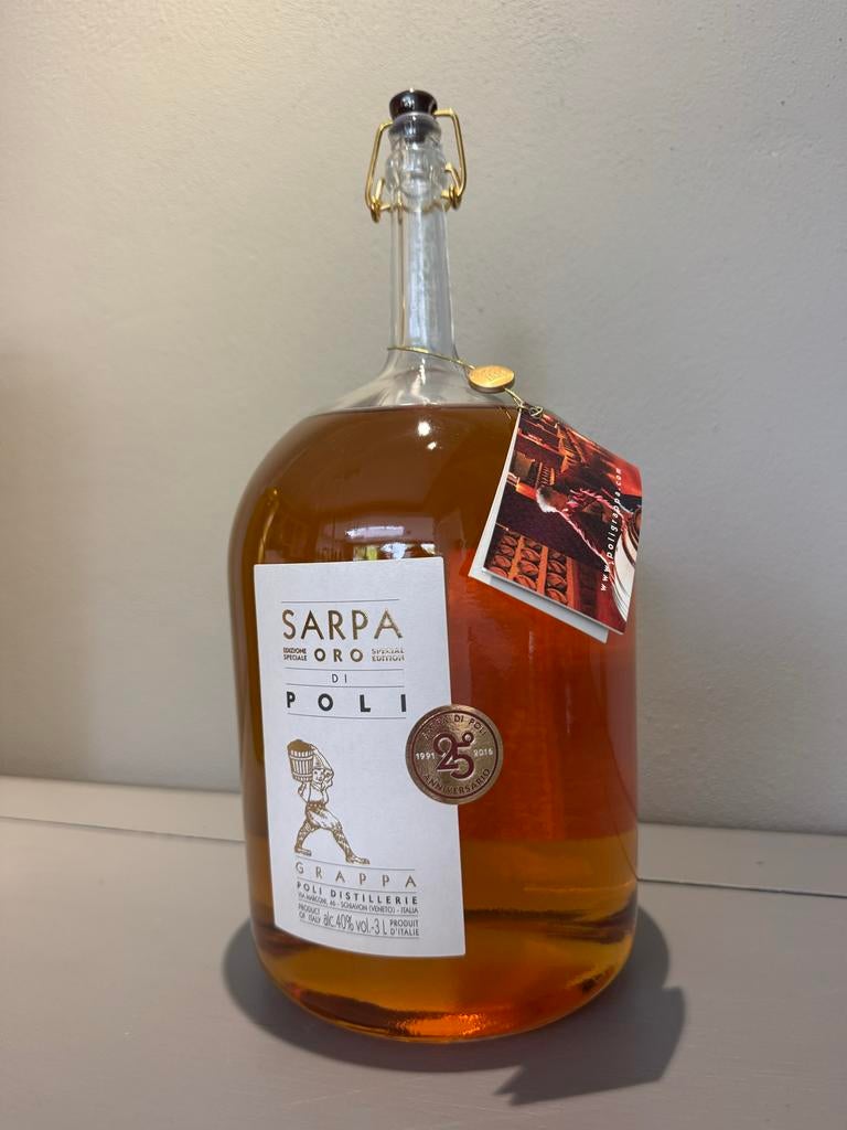 Poli Sarpa Oro Grappa 3L - Speciale Editie, Verzamelen, Wijnen, Nieuw, Overige typen, Italië, Vol, Ophalen