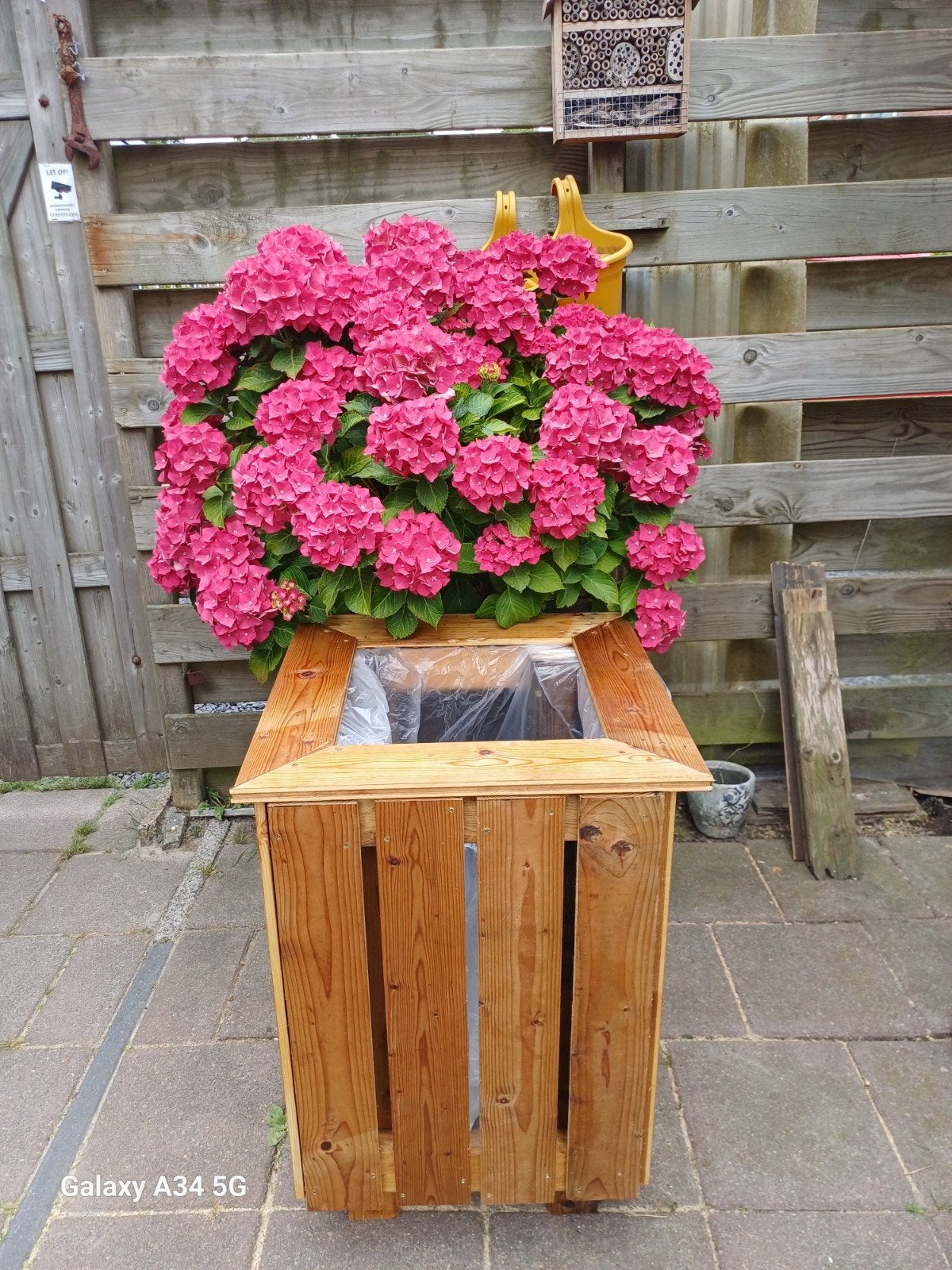Houten bloembak 72 cm hoog, 48x48 cm, Tuin en Terras, Ophalen, Gebruikt, Minder dan 60 cm, Vierkant