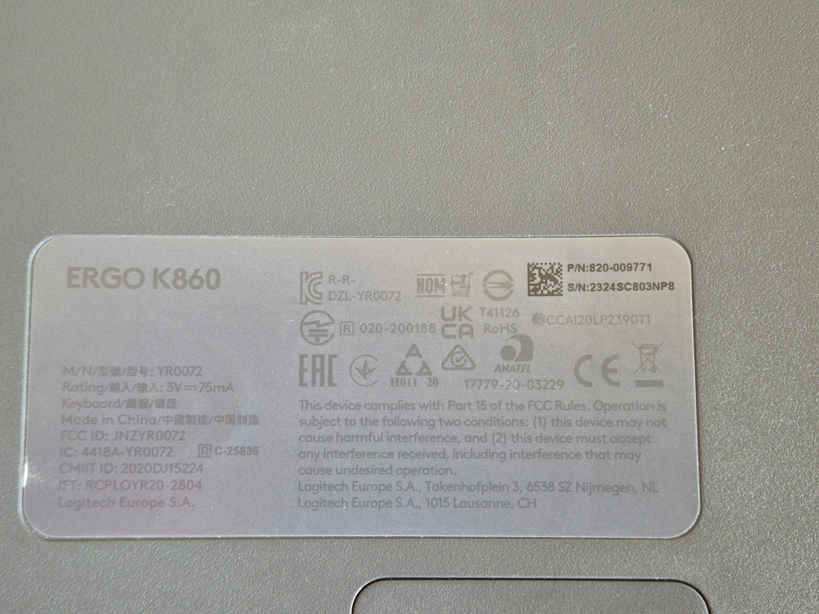 Logitech Ergo K860 Ergonomisch Draadloos Toetsenbord, Computers en Software, Logitech, Ophalen of Verzenden, Zo goed als nieuw