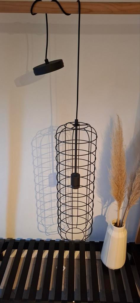 Nino Leuchten Hanglamp Zwart Draadframe Industrieel, Huis en Inrichting, Lampen | Hanglampen, Zo goed als nieuw, Metaal, Ophalen of Verzenden