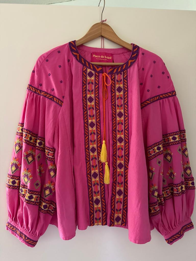 Dames blouse jasje Place du Soleil maat L, Kleding | Dames, Ophalen of Verzenden, Zo goed als nieuw, Maat 42/44 (L), Roze