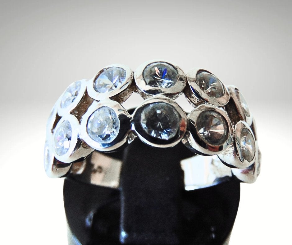 Coole 925 zilver DAVID SIGAL design ring zirkonia M17,5/18!, Sieraden, Tassen en Uiterlijk, Ringen, Verzenden, Zo goed als nieuw