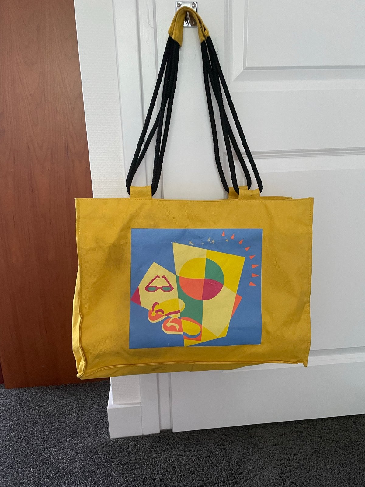Gele strandtas met rits en vrolijke print, Ophalen of Verzenden, Zo goed als nieuw, Geel, Shopper