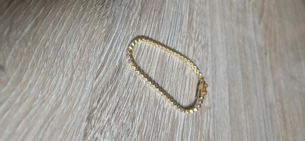Gouden Tennisarmband met Zirkonia, Met kristal, Nieuw, Ophalen of Verzenden, Goud