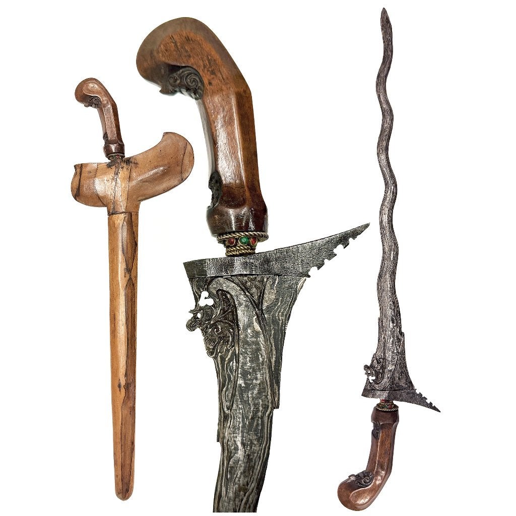 keris kris Naga mmoie heldere pamor, aparte dapur, Hout, Wapen, 52 cm, Ophalen of Verzenden