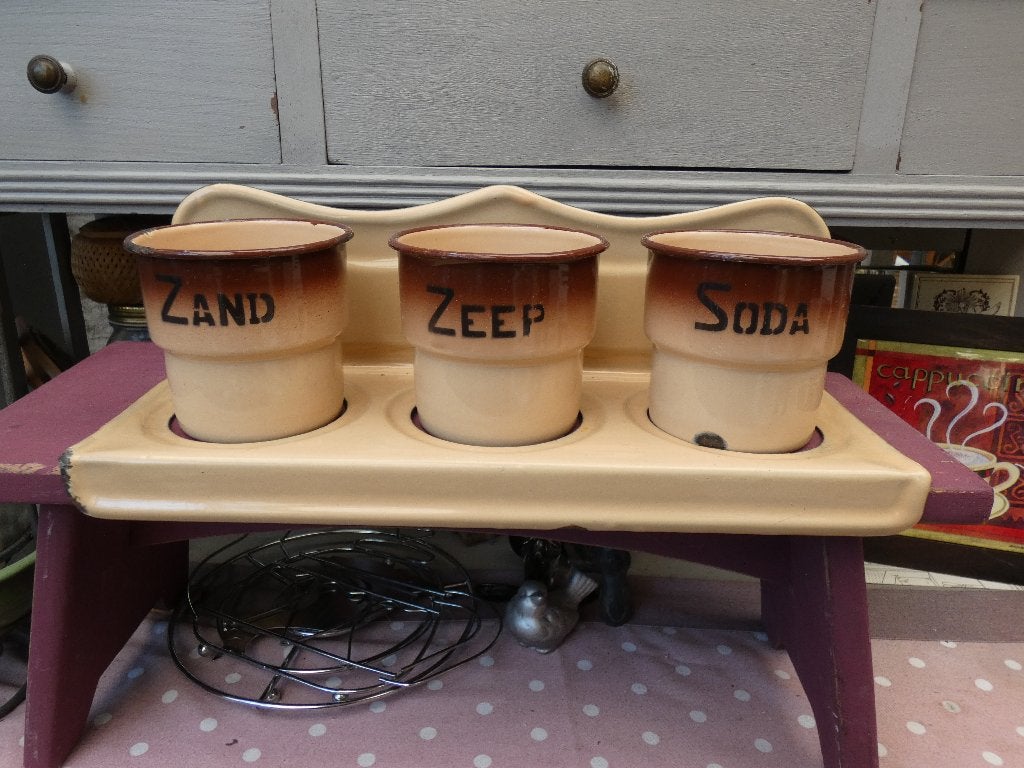 oud emaille keukenrek/ zand zeep soda email, Antiek en Kunst, Antiek | Emaille, Ophalen of Verzenden