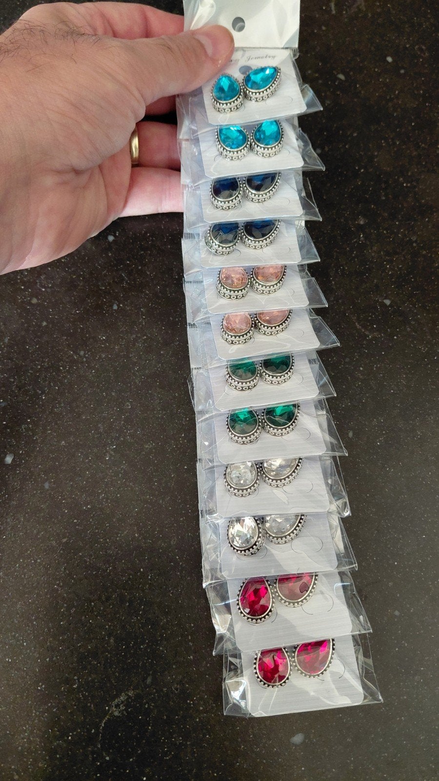 Partij 12 Zirkonia edelsteen oorbellen - sieraden, Overige kleuren, Nieuw, Ophalen of Verzenden, Onbekend