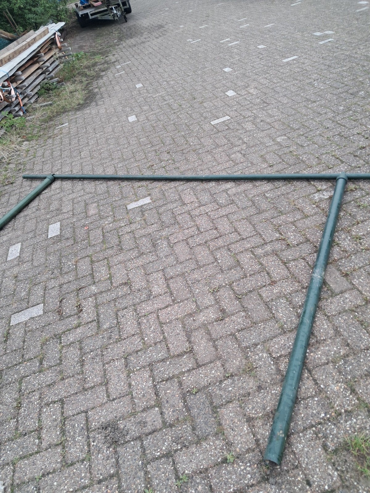 palen  en bovenbuis  voor hekwerk, Ophalen, IJzer, Dubbelstaafmat hekwerk
