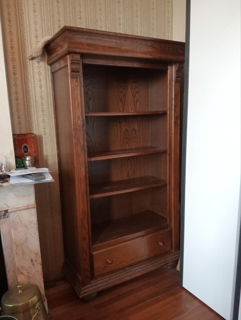Klassieke eikenhouten bibliotheekkast, Ophalen of Verzenden