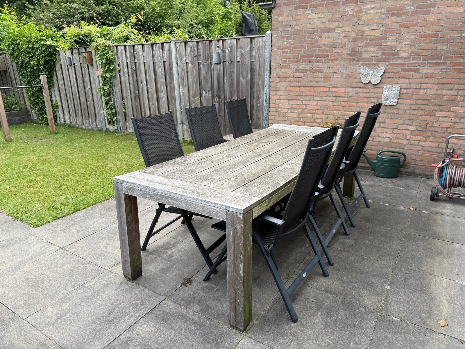 Teakhouten tafel., Ophalen, Gebruikt, Eettafel, 6 zitplaatsen