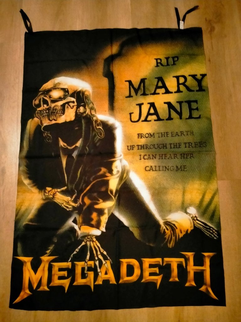 Megadeth Mary Jane vintage metal rock muziek band vlag, Verzamelen, Ophalen of Verzenden, Zo goed als nieuw