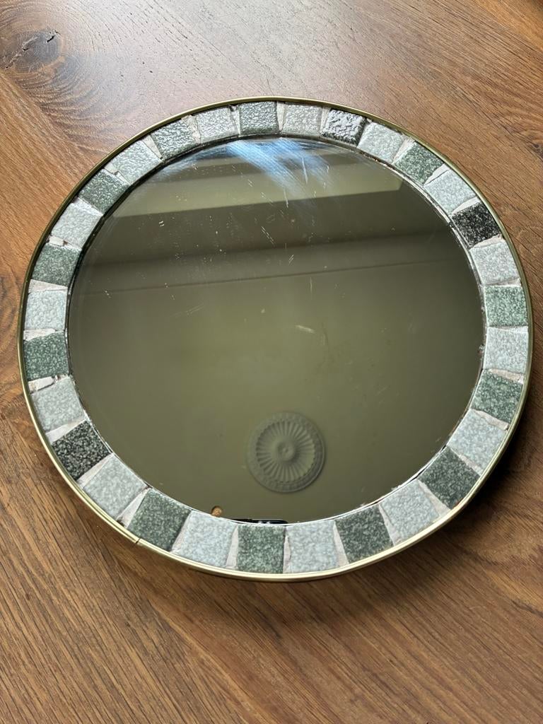 Vintage ronde mozaiek spiegel, Ophalen of Verzenden, Rond, Minder dan 50 cm, Minder dan 100 cm