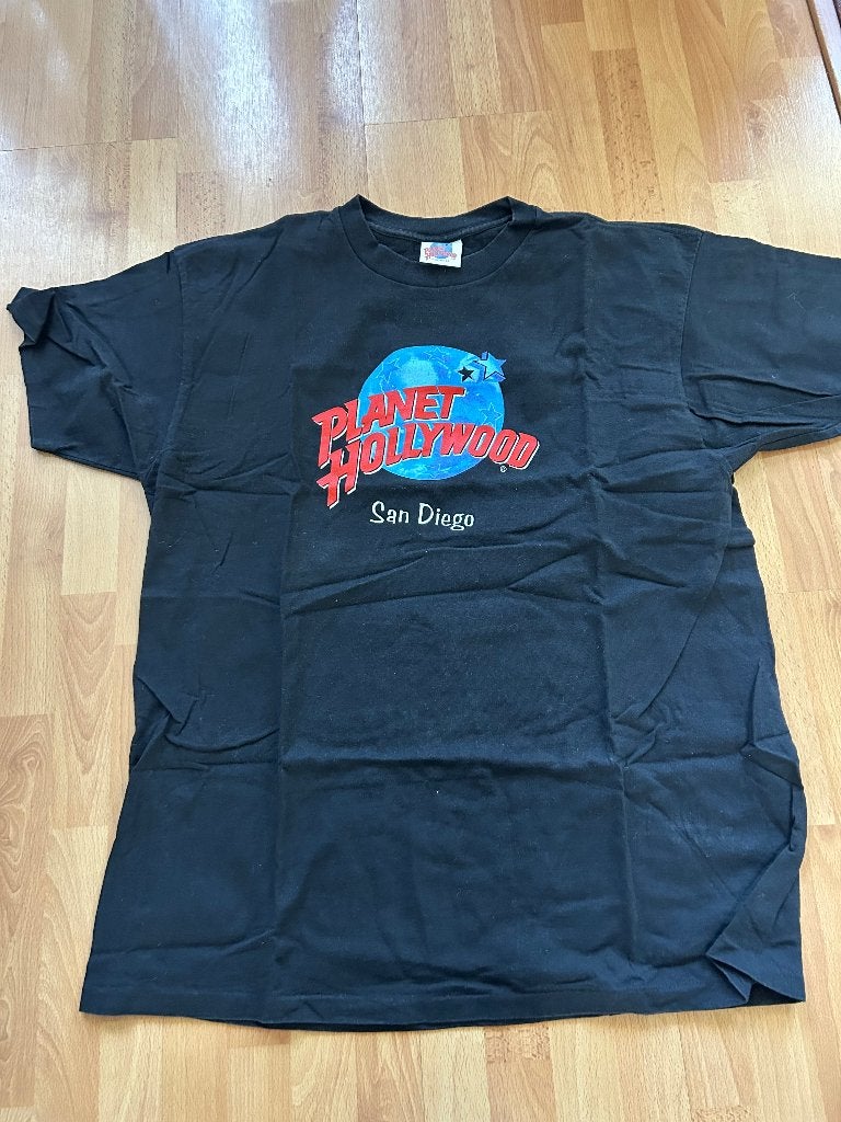 Planet Hollywood zwart vintage retro shirt maat xl, Zwart, Maat 56/58 (XL), Ophalen of Verzenden, Gedragen