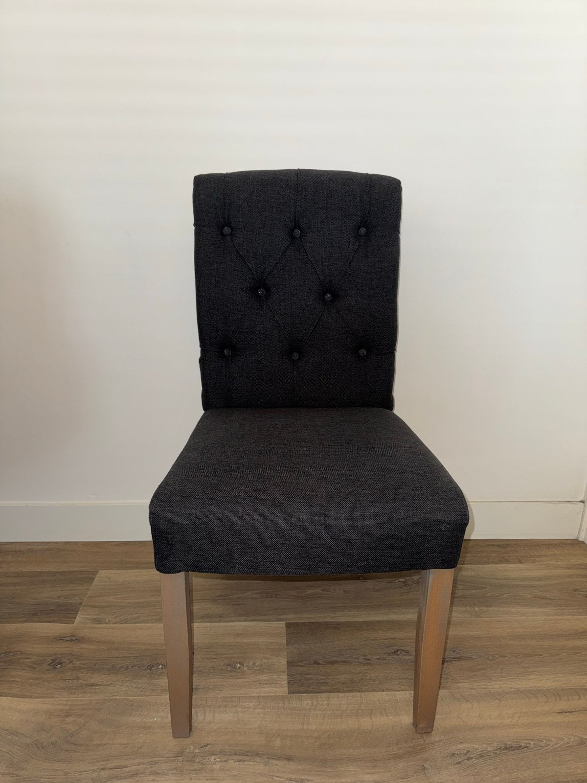 6 donkergrijze eetkamerstoelen - Gebruikt, Ophalen, Gebruikt, Vijf, Zes of meer stoelen, Stof