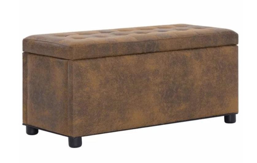 Hocker met opbergfunctie - kunstsuede, Ophalen, Minder dan 50 cm, Gebruikt, 75 tot 100 cm
