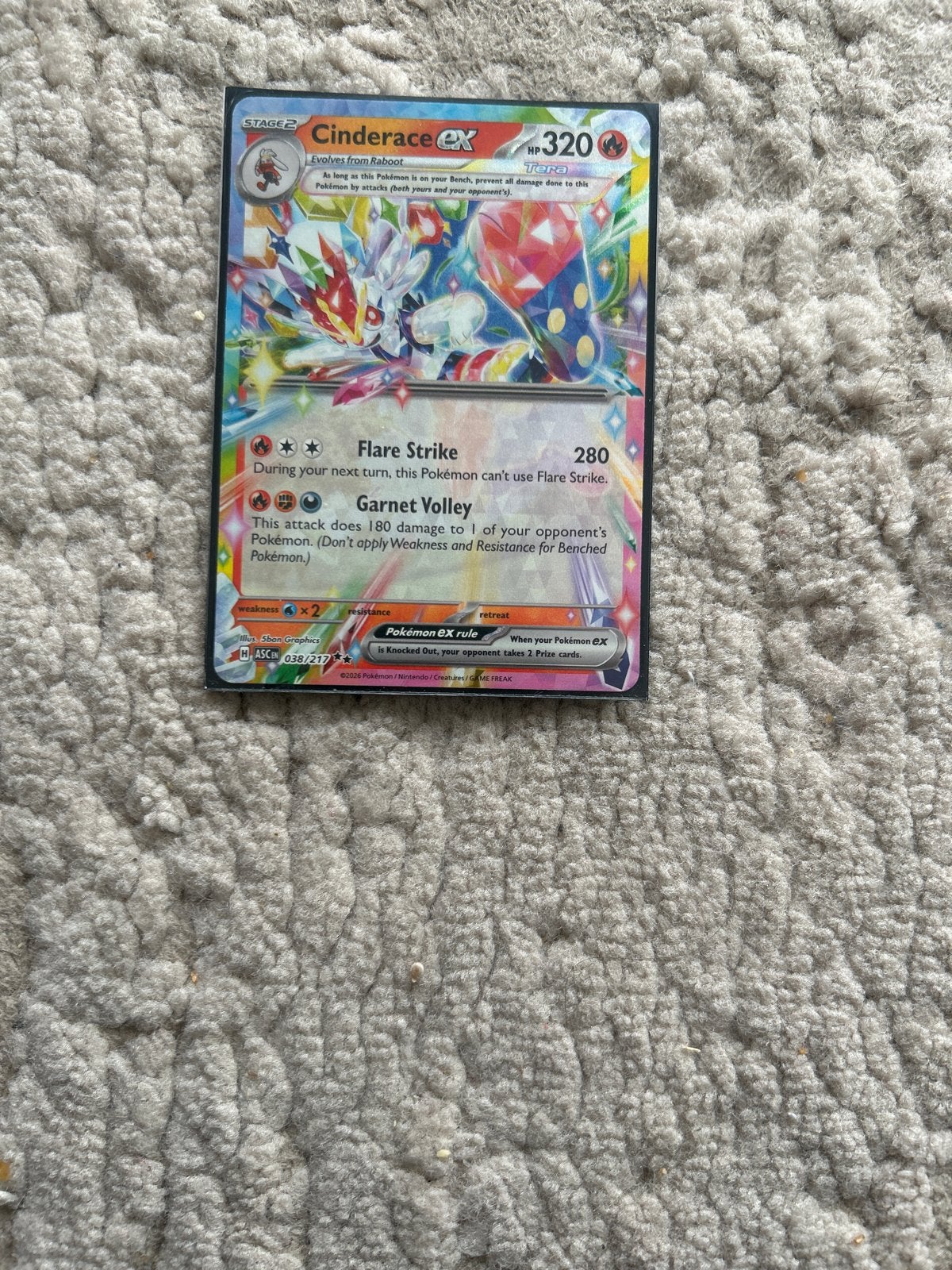 Cinderace ex Pokémon kaart - Zo goed als nieuw, Ophalen of Verzenden, Zo goed als nieuw, Losse kaart